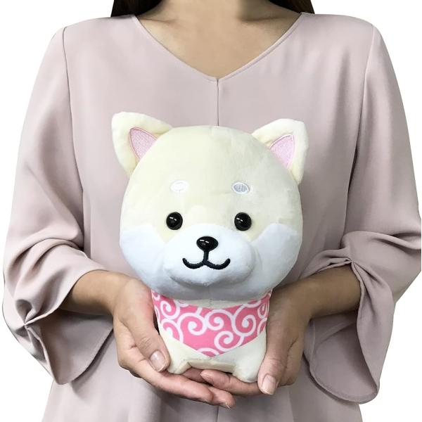 旅するマメしば マスコット クッション かわいい 犬 柴犬 豆柴 癒し 白 まめ子/Lサイズ( 白 ...