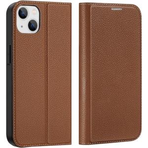 iPhoneケース PUレザー カード収納 スタンド機能 スマホケース 携帯カバー MDM (ブラウン iPhone 14 Plus)の商品画像