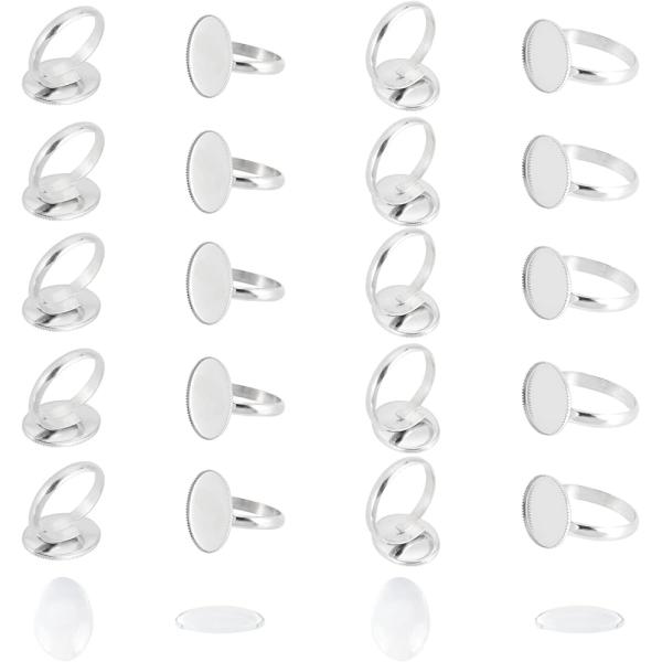 20個 2スタイル 指輪ベゼル ミール皿 リング 楕円形 台座 指輪作り( ステンレス色-2スタイル...