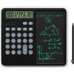 電卓付き電子メモ 計算機＆電子メモパッド 2in1 小型 卓上タイプ 12桁 6.5インチ デジタルメモ( 黒,  折りたたみ不可)｜horikku