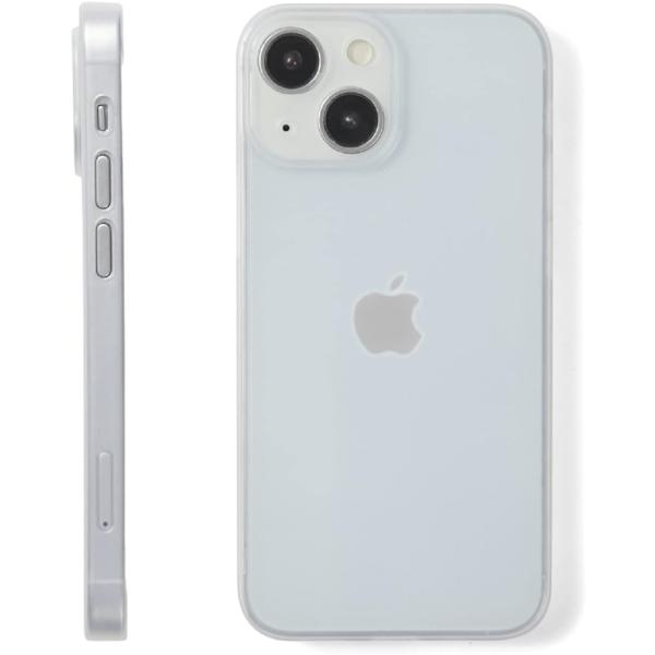 iPhone 13 mini ケース 薄型 軽量 指紋防止 傷防止 半透明( マットホワイト（半透明...