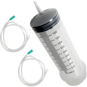 シリンジ 注射器 プラスチック オイル交換 肥料 液体計量 1ｍ チューブ 2本セット｜horikku
