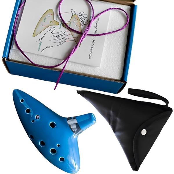 オカリナ 12穴 初心者 音楽愛好家 楽譜付き 陶器 入門セット おかりな 楽器 MDM( ライトブ...