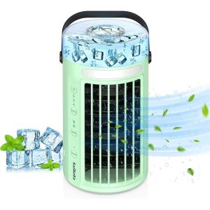 冷風扇 卓上扇風機 小型冷風機 スポットクーラー ミニエアコンファン USB給電式 冷却 加湿 風量3段階切り替え( Green)｜horikku