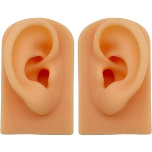耳 模型 シリコン 左右セット アクセサリー 両耳 両耳模型 リアル耳模型 ピアス飾り( 肌色)｜horikku