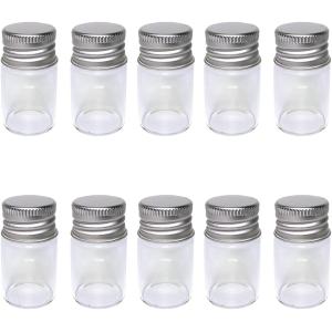 小瓶 ミニボトル ガラス瓶 小物 液体 保存 蓋付き 小分け 容量 8ml 10個セット( クリア)｜horikku