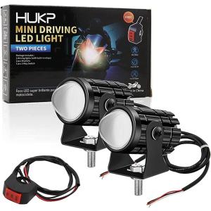 バイク フォグランプ LED ヘッドライト 2色 切り替え イエロー ホワイト プロジェクター レンズ 6000K 12W( ブラック)