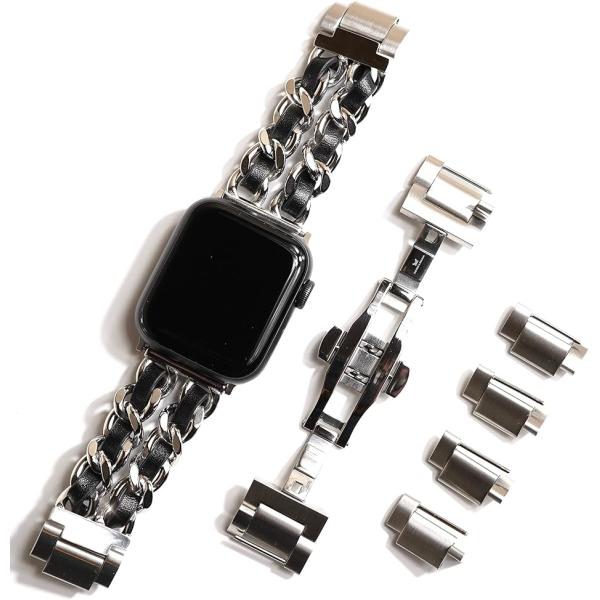 Apple watch 編み込みバンド 40mm 41mm 42mm / おしゃれ(シルバー/ブラッ...