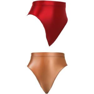 光沢 ブルマ ハイウエスト ランジェリー ビューティパンツ( 青・黄緑