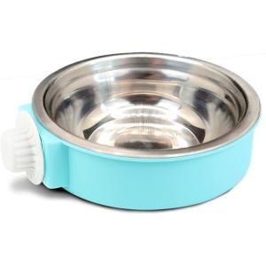 AllBright ペットボウル 食器 給餌器 えさ入れ フードボウル ケージ 犬 猫 うさぎ 小動物 固定(ブルー, M)