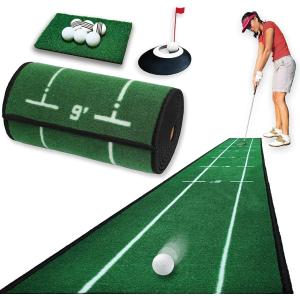 パターマット 9点セット アプローチも練習できる パター練習マット ゴルフ パターカップ GOLF 普通タイプ( 緑)