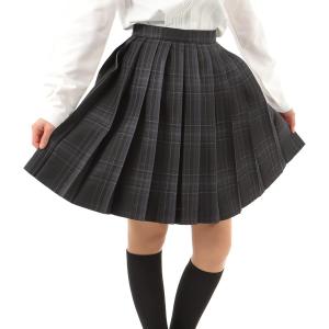 黒と白のチェック プリーツスカート ひざ丈 プリーツスカート チェック柄 丈48cm 膝上 スクールスカート 制服 女子