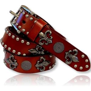 ベルト メンズ 本革 スカル クロス 十字架 ドクロ スタッズ 鋲 レザー