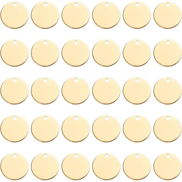 30個 ブラス スタンピング ブランクタグ 20mm ラウンド ペンダント MDM( ゴールデン色,...
