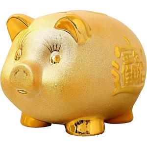 豚の貯金箱 ゴールド ブタ pig 風水 財運 金運 商売繁盛 置物( 大