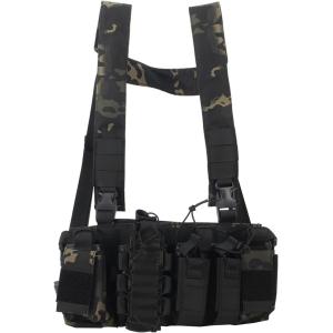 タクティカルベスト チェストリグ プレートキャリア サバゲー アーマー 装備 黒迷彩