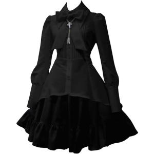 大きいサイズ シャツドレス コスプレ ロリータファッション( A/ブラック,  5XL)｜horikku