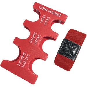 COIN POCKET コインポケット コインホルダー 小銭入れ ミニマル財布 小銭ホルダー セット ホルダー＆バンド (レッド)