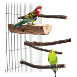 3点セット】インコ おもちゃ 吊り下げ ブランコ 鈴 小鳥 止まり木 木製