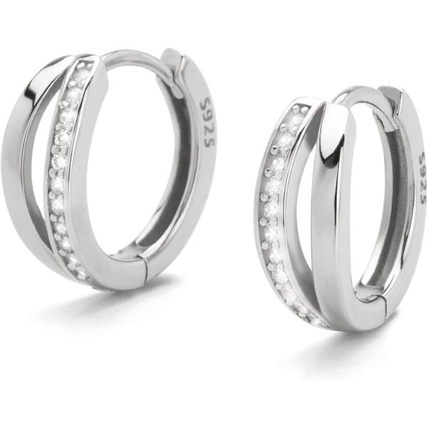 ピアス レディース フープピアス 金属アレルギー対応 リングピアス 女性 (シルバー)