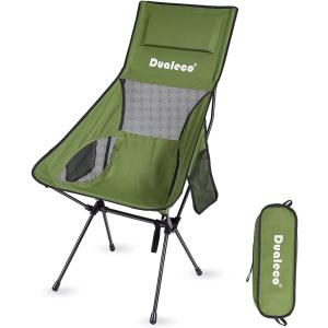 アウトドアチェア キャンプ椅子 折りたたみ コンパクト 枕付き 収納バッグ付き( グリーン)