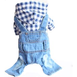 犬用洋服 デニム パーカー オールシーズン ファッション ペット服 ドッグウェア