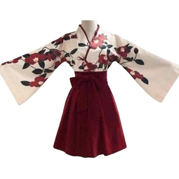 レディレイジー 大正ロマン 袴 和服 着物 漢服 コスプレ 民族衣装 レディース ショート 椿柄 赤...