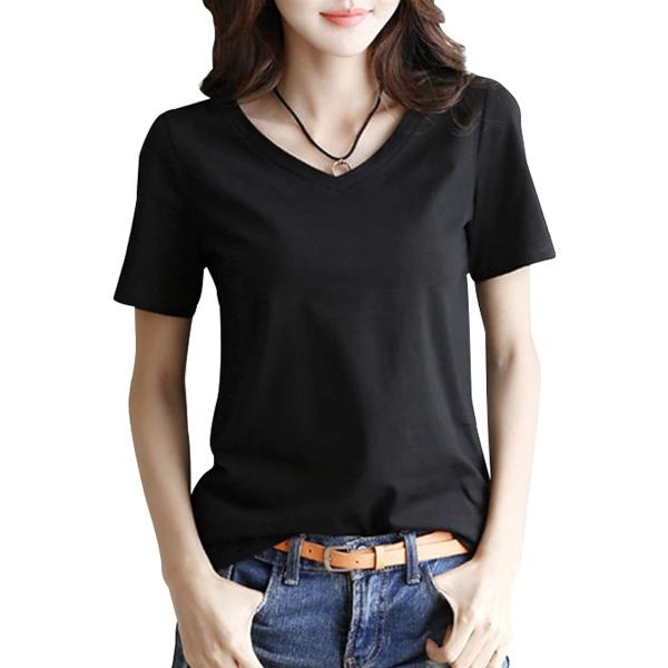 半袖 Tシャツ きれいめ シンプル カットソー レディース 半袖ブラック( 「半袖」ブラック,  S...