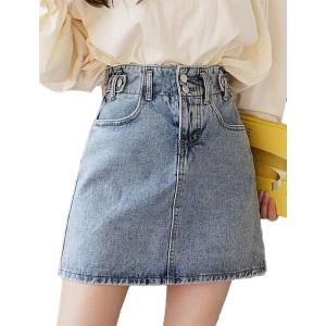 デニムスカート レディース ハイウエスト ミニスカート 美脚 脚長効果