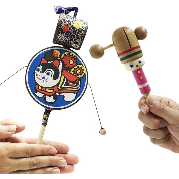 なつかし玩具入門セット カチカチ でんでん太鼓 赤ちゃん あやし 木のおもちゃ 昔なつかし 日本製(...