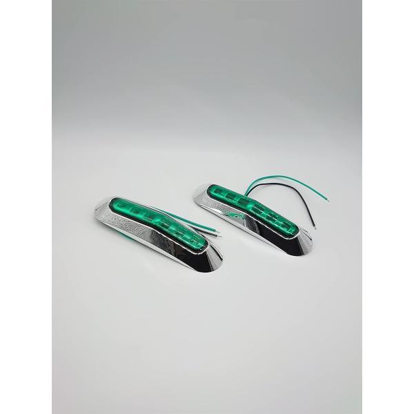 【互換品】マーカーランプ LED 12V-24V トラック サイド ライト 6連 発光 メッキカバー...