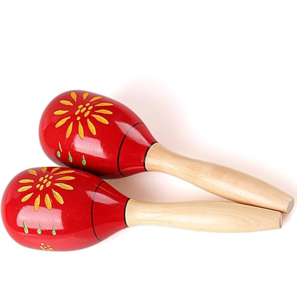 マラカス Maracas ラテンパーカッション 木製 ウッド 打楽器 シェイカー 玉子型 リトミック...