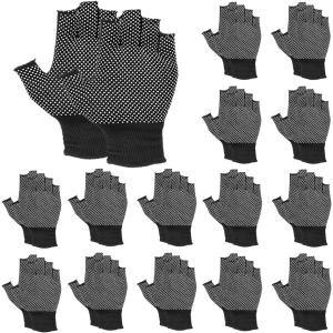 指なし手袋 15双セット 軍手 滑り止め 付き 作業用 通気 吸汗 伸縮 手汗 対策 ガーデニング グローブ 黒( ブラック)｜horikku