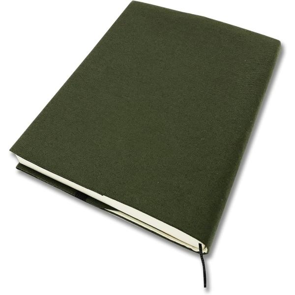 ブックカバー A5 文芸書 参考書 専門書 サイズ調整可能( キャンバス ブリティッシュグリーン, ...