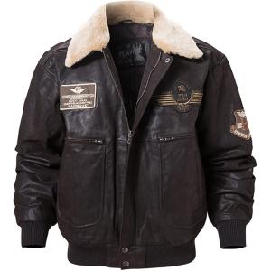 メンズ 本革 ボンバーレザージャケット パイロット コート 革ジャン