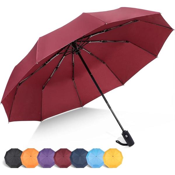 折りたたみ傘 ワンタッチ自動開閉 10本骨 雨晴兼用 収納袋付き MDM( ワインレッド,  ワンサ...