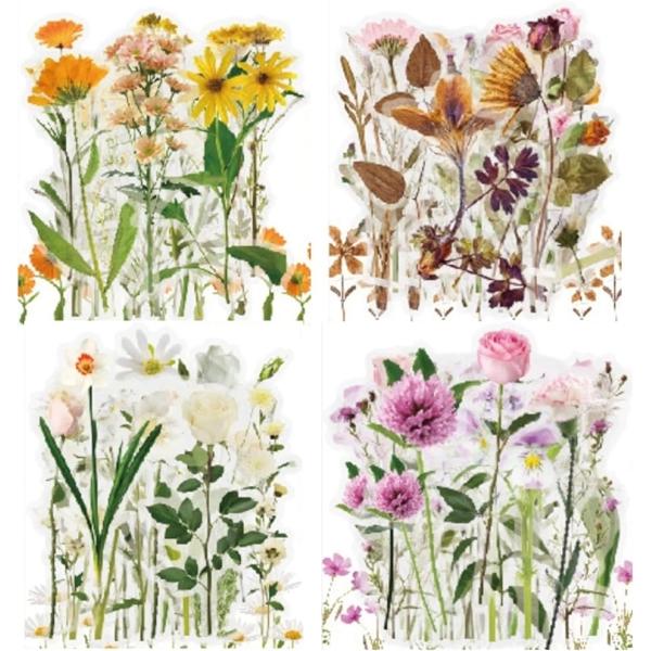 フレークシール 花 植物 透明 大容量 160枚セット スマホ 手帳 装飾 デコ フラワー ステッカ...
