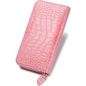 クロコダイル 長財布 型押し メンズ ラウンドファスナー 牛皮