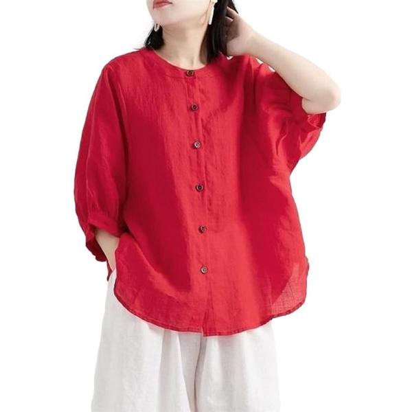 リリカ ブラウス チュニック 羽織 カジュアル レディース XXL 赤( レッド,  2XL)