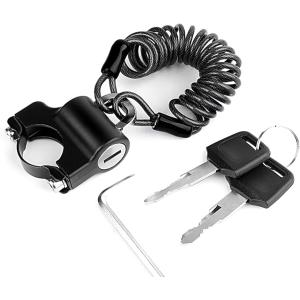 ヘルメットロック ヘルメットホルダー盗難防止 バイク 自転車 鍵2つ 取付レンチ 1.5mスプリングワイヤー付き