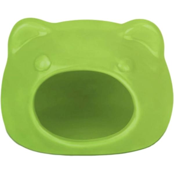 ハムスターハウス 小動物 家 隠れ家 寝床 陶器 遊び場 ひんやり トイレ カラフル( 緑)