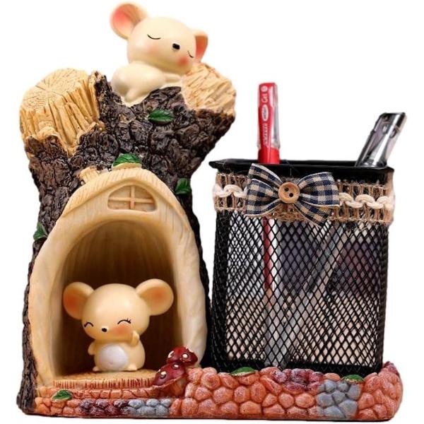 ペンスタンド ネズミ 立て かわいい おしゃれ 卓上 収納 ケース インテリア デスク アクセサリー...