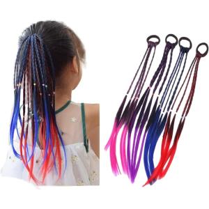 プレメモ 三つ編み 編み込み エクステ 4色セット メッシュ エクステンション ヘアゴム