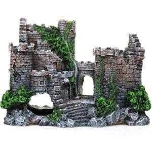 水槽用 オブジェ アクアリウム オーナメント 装飾 魚 熱帯魚 隠れ家 ブラック 古城(ブラック 古城)