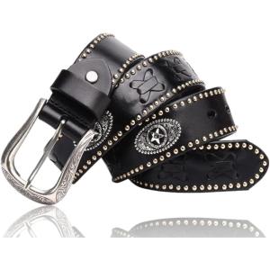 ベルト メンズ 本革 スカル クロス 十字架 ドクロ スタッズ 鋲 レザー
