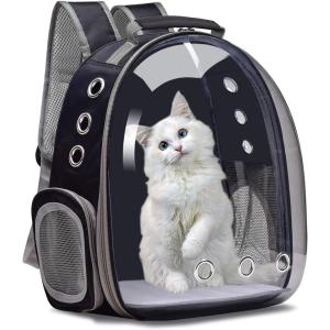 猫 キャリーバッグ 宇宙船カプセル型 ペットバッグ 犬猫兼用 ス リュック 通気性 防止( 透明,  25x33 x 41cm)｜horikku