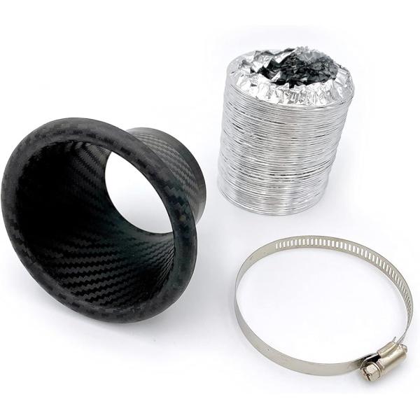 【互換品】 汎用 ドライカーボン風 エアインテークダクト ブレーキ バンパー ボンネット 吸気 フォ...