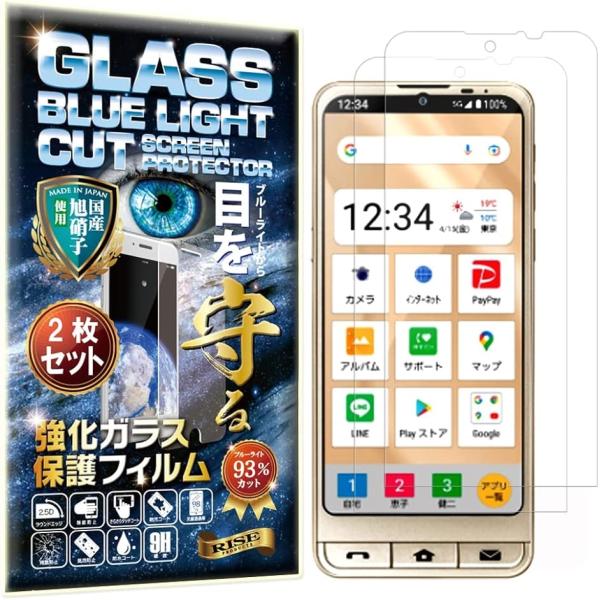 RISE2枚ブルーライトカット 液晶保護フィルム( SoftBank シンプルスマホ6)
