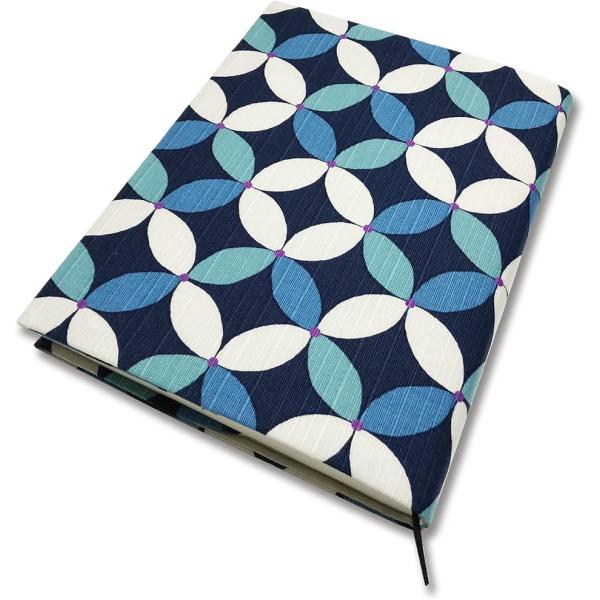 和デザイン ブックカバー 本カバー 読書 日本製 しおり付き 七宝 ブルー A5 文芸書 参考書 専...