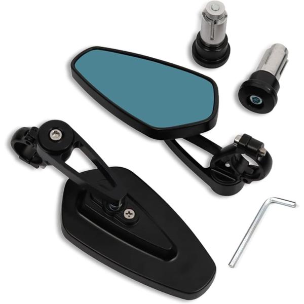 【互換品】 汎用 22mm 7/8 オートバイ ハンドル バーエンド バックミラー(ブラック,  ワ...